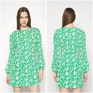 EUC Maje Rockiqua Floral Pleated Long Sleeve Dress Women’s Size 34 Retail $295